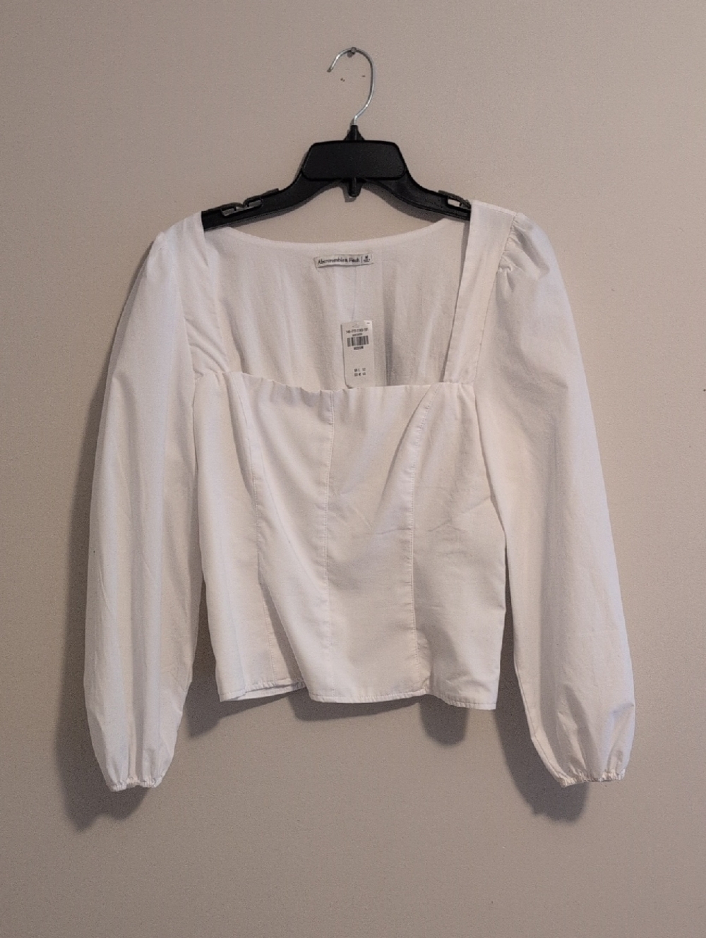 White Square-Neck Puff Sleeve Top - Womens